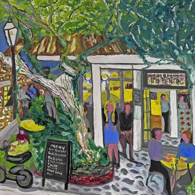 Outside the front of Janetos 100x120cm
