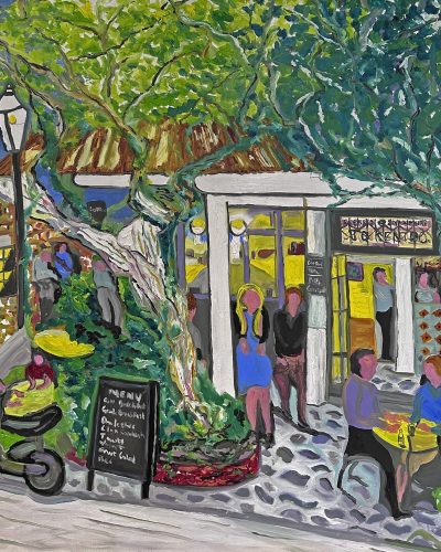 Outside the front of Janetos 100x120cm